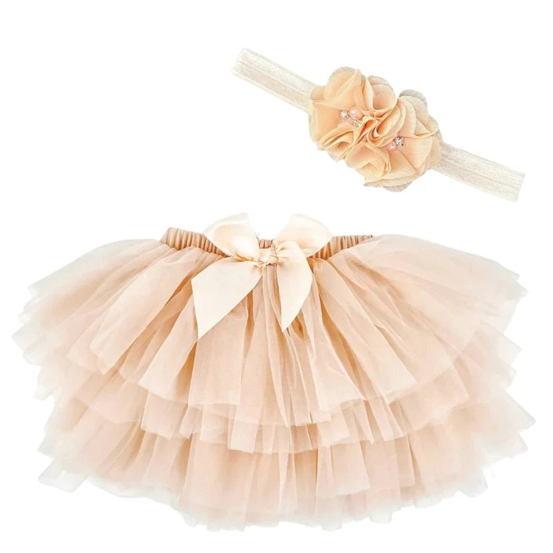 May Mays baby tutu rokje Annabel beige + GRATIS haarbandje