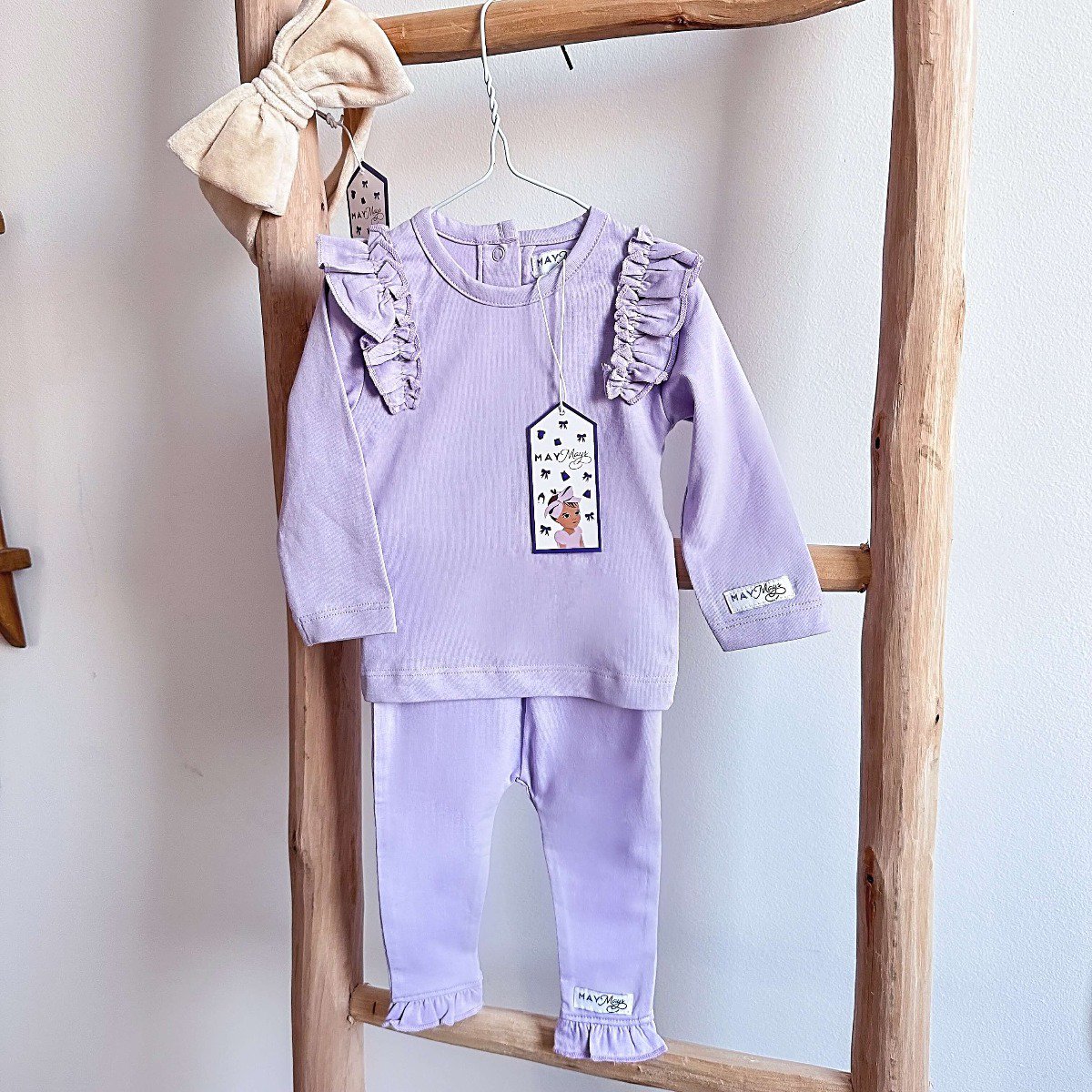 May Mays baby legging Lola ruffle lila