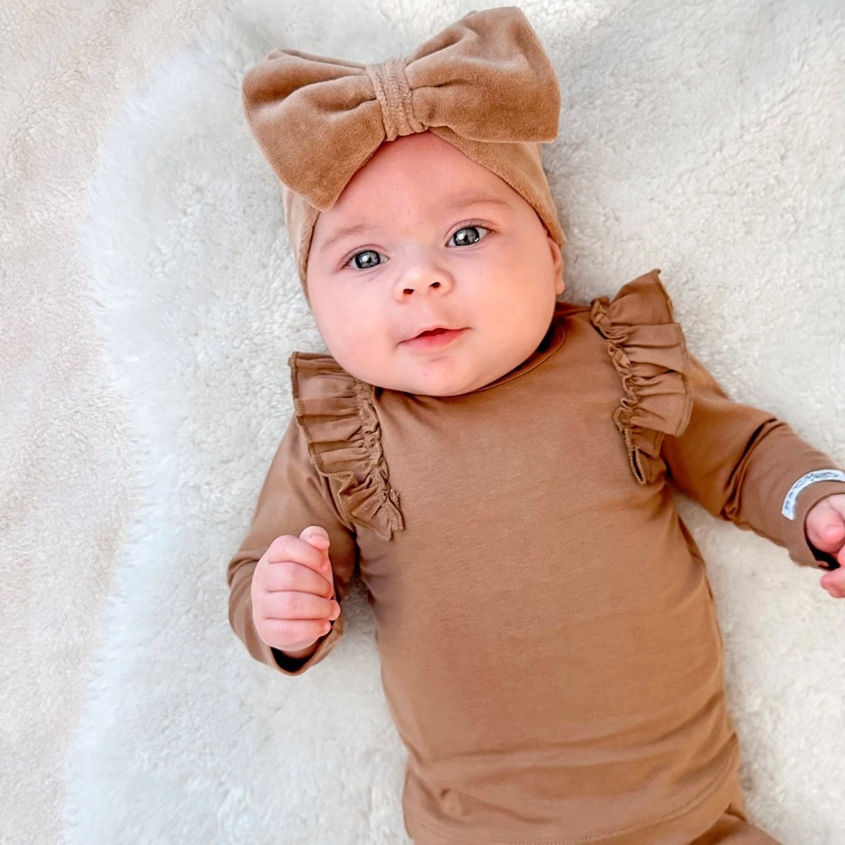May Mays ruffle shirt Nova taupe - babykleding