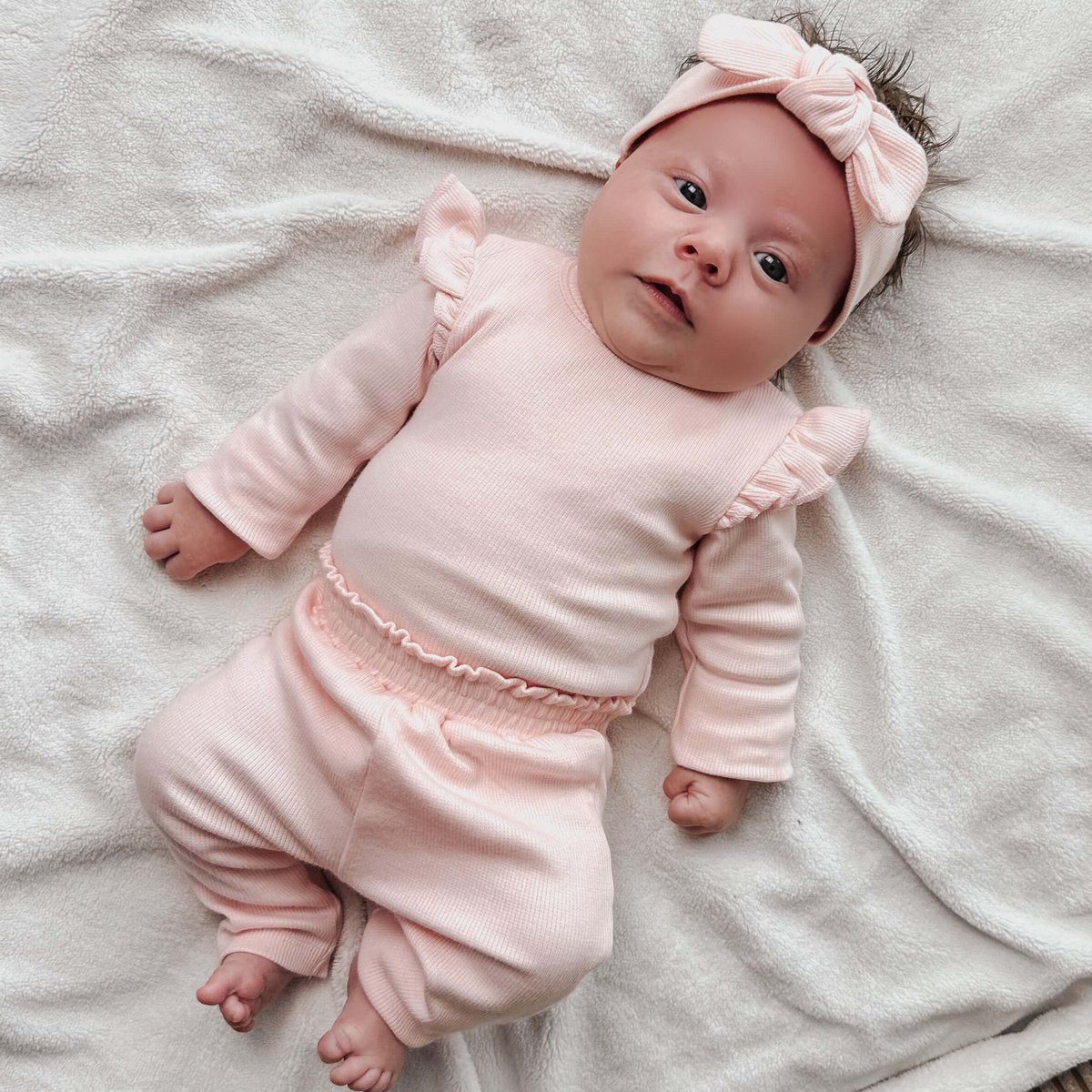 May Mays baby legging Beau ruffle rib roze