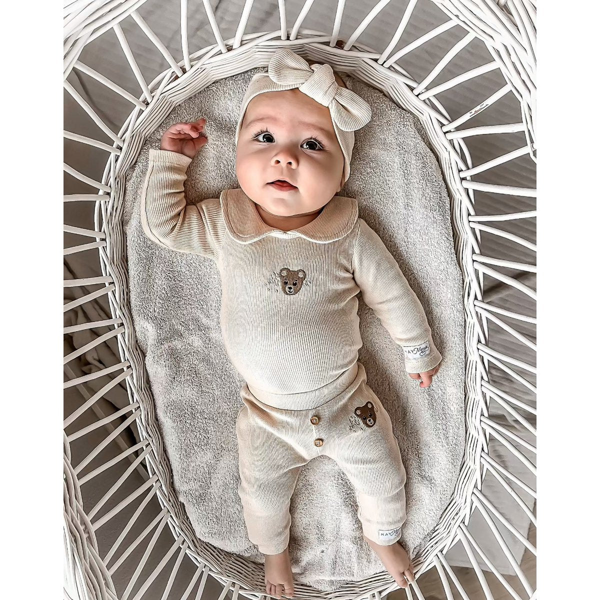 May Mays romper Teddy kraagje rib beige