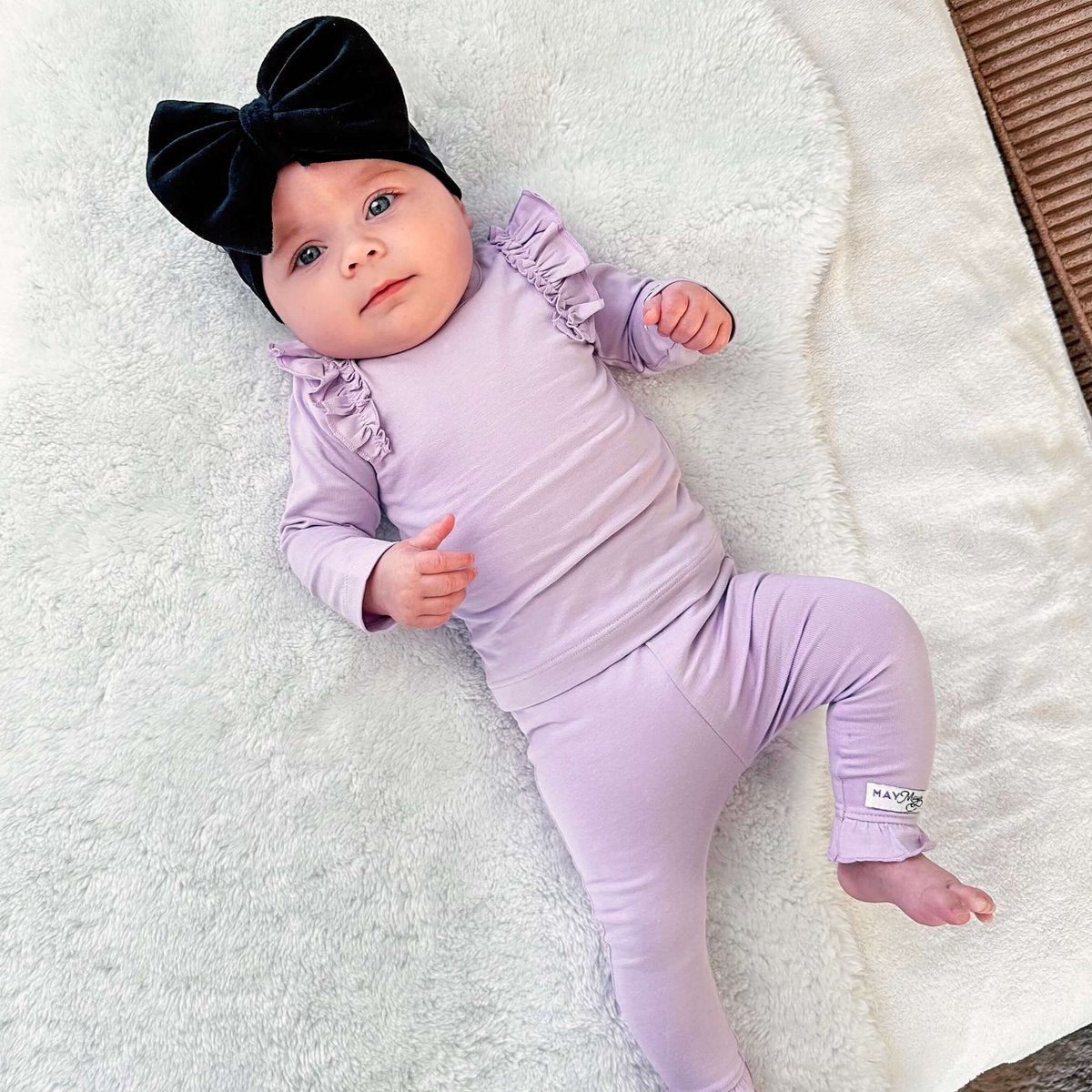 May Mays baby legging Lola ruffle lila