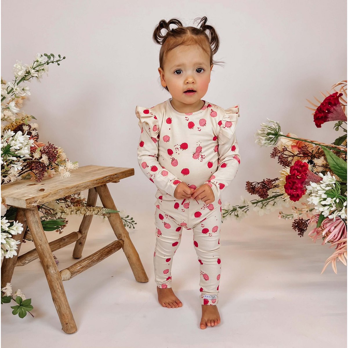 Bella Ruffle Romper Frambozen | May Mays