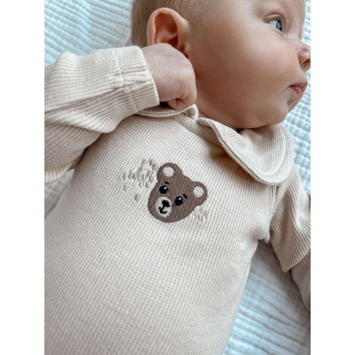 May Mays romper Teddy kraagje rib beige