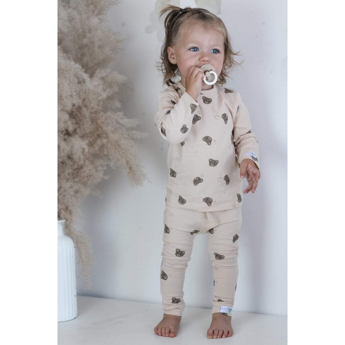 May Mays baby broekje Teddy beertjes beige