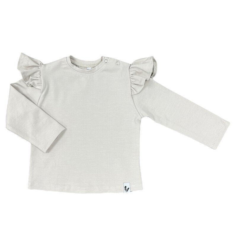 Zachte Beige Longsleeve met Ruches voor Baby Meisjes - Feathers®
