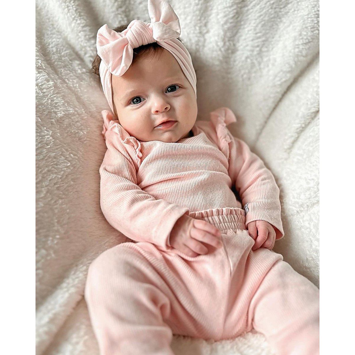 May Mays baby broekje Beau ruffle rib roze