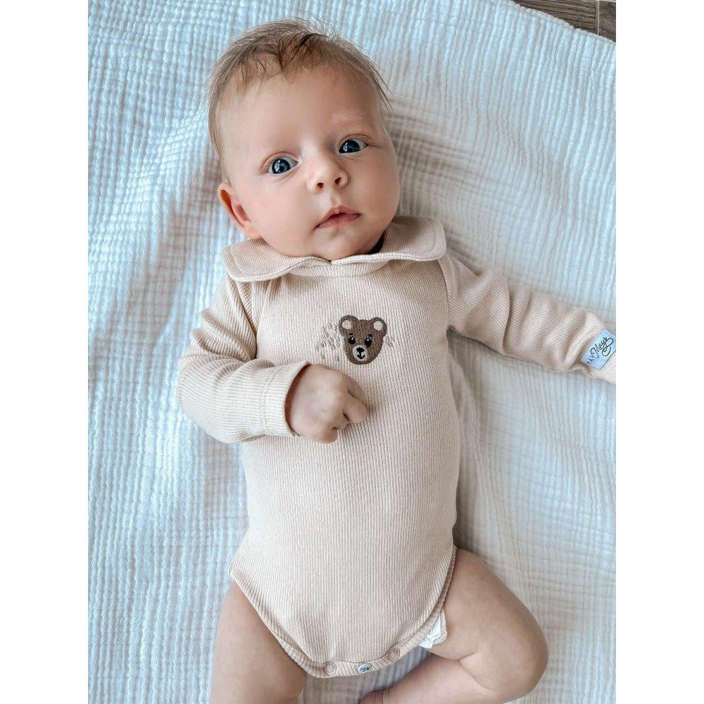 May Mays romper Teddy kraagje rib beige