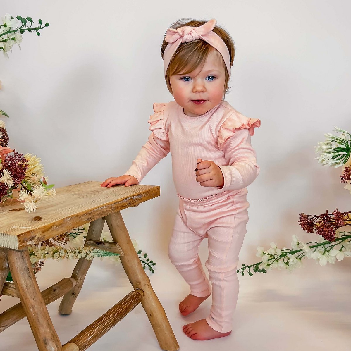 May Mays baby broekje Beau ruffle rib roze