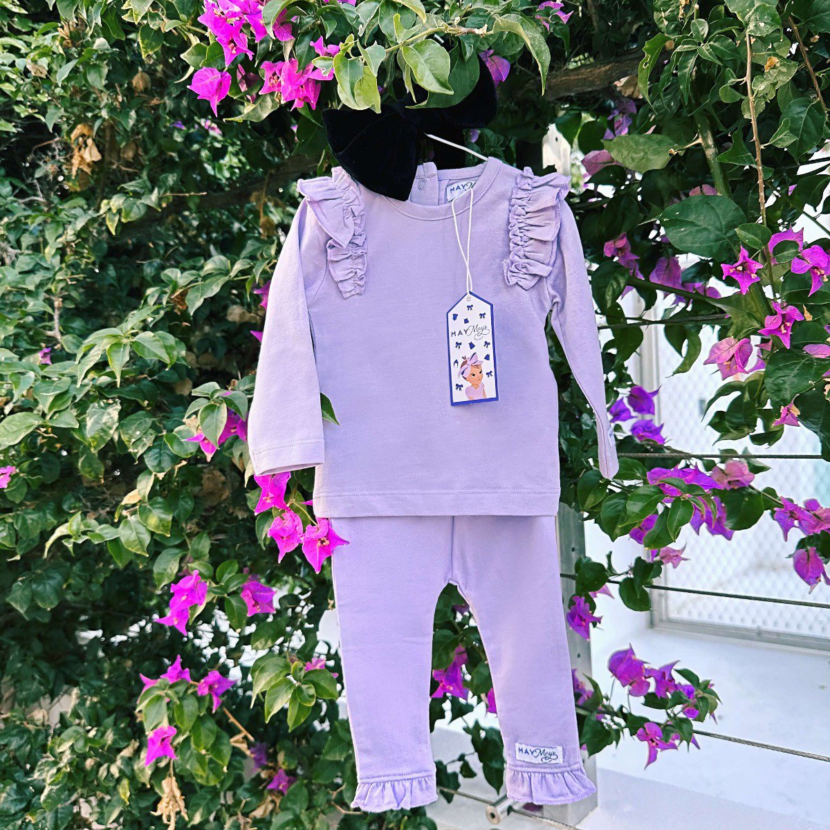 May Mays baby legging Lola ruffle lila
