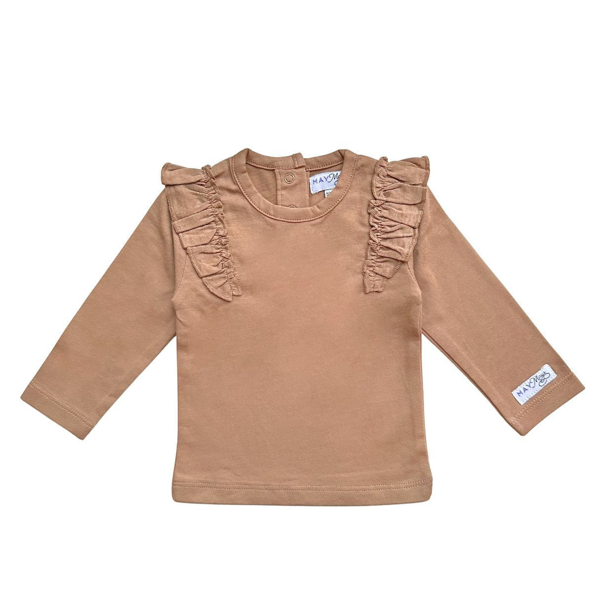 May Mays ruffle shirt Nova taupe - babykleding