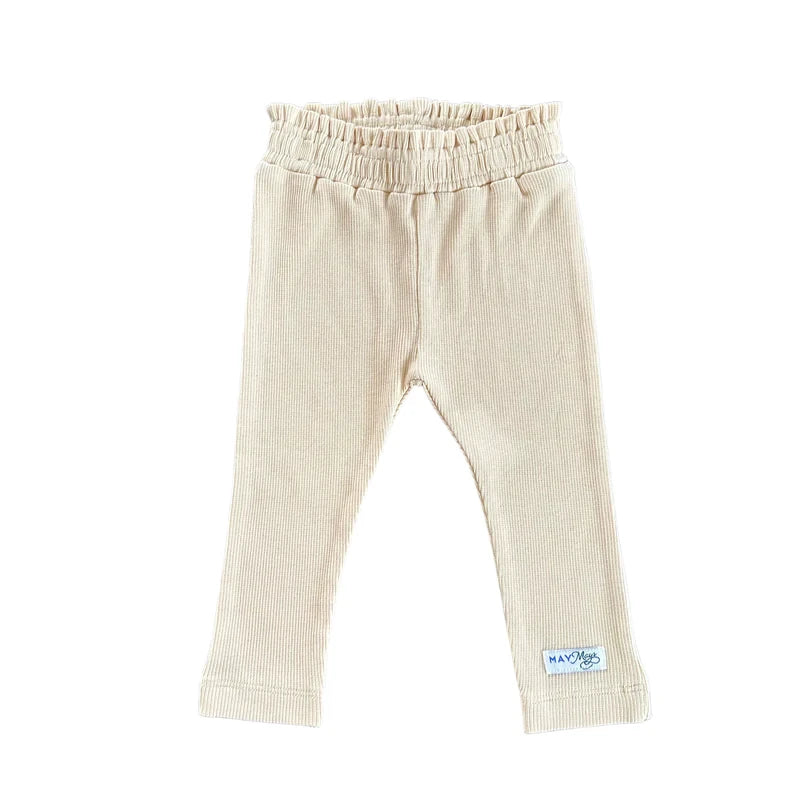May Mays baby legging Hailey ruffle rib beige