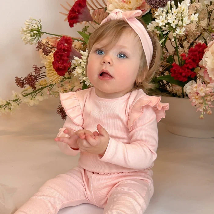 Beau Romper Ruffle Rib Roze | May Mays