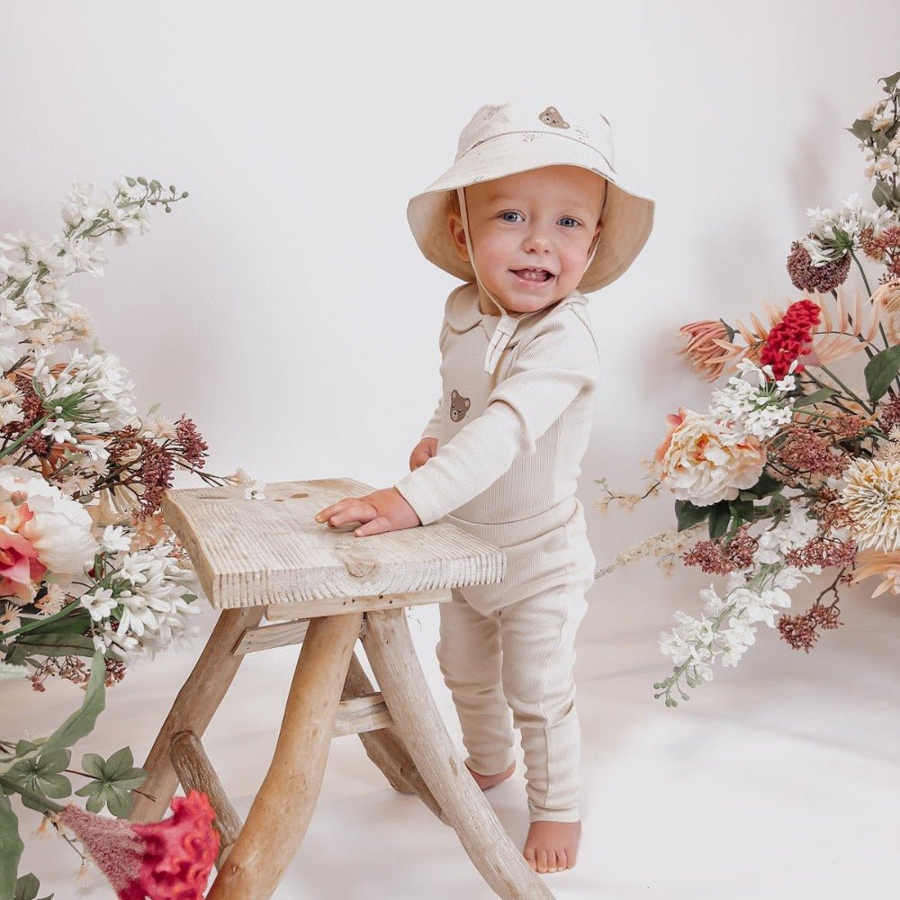 Teddy zonnehoedje | Beertjes Beige | 0-2 jaar | May Mays