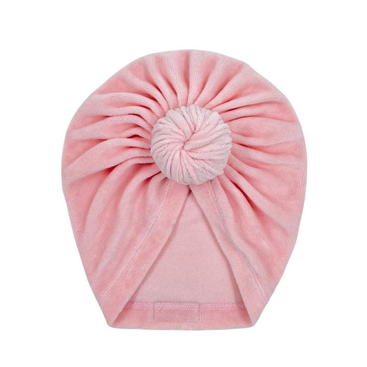 May Mays baby turban mutsje velvet roze