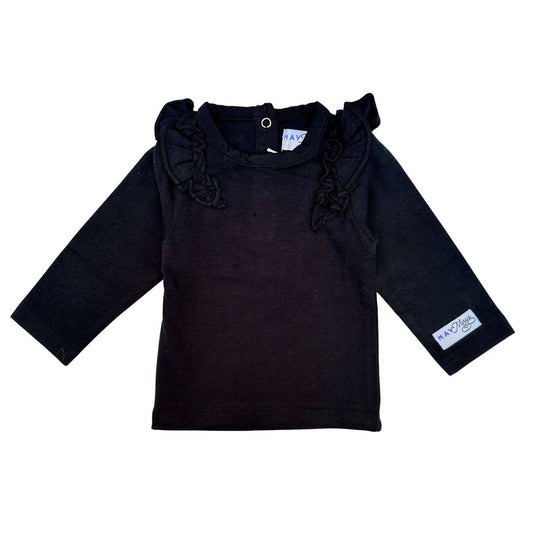 May Mays baby ruffle shirt Rosie zwart