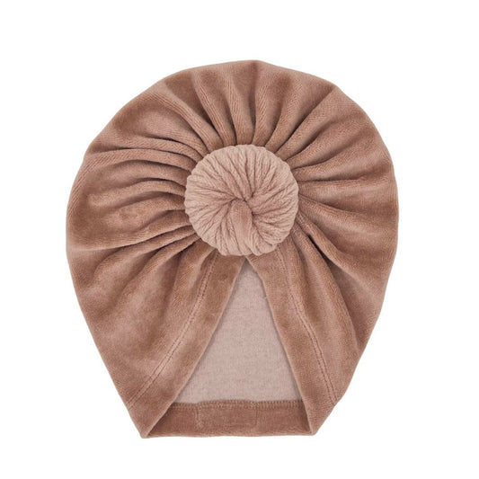 May Mays | Mae Babymutsje | Turban Velvet Taupe | 0-2 jaar