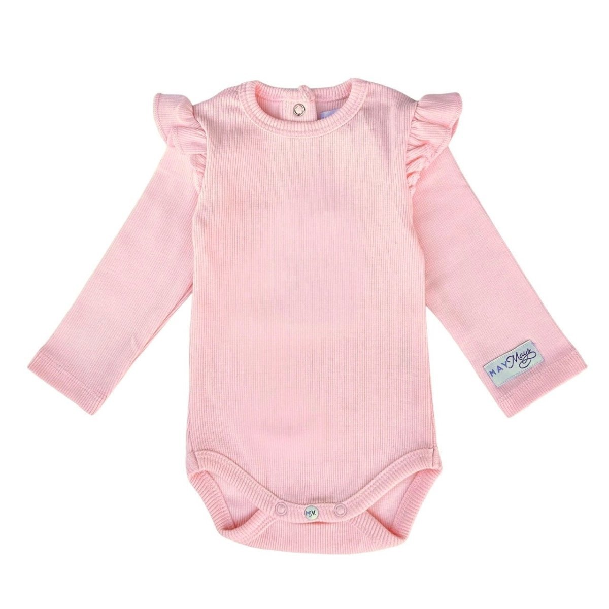 May Mays romper Beau ruffle rib roze
