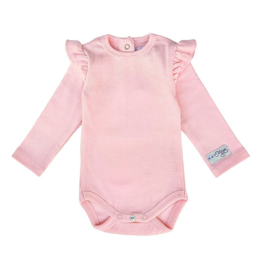 May Mays romper Beau ruffle rib roze