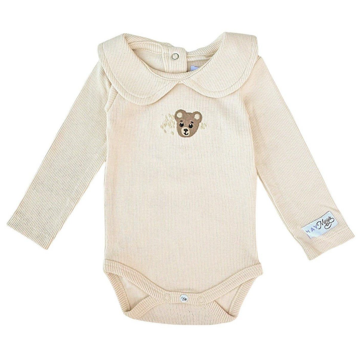 May Mays romper Teddy kraagje rib beige