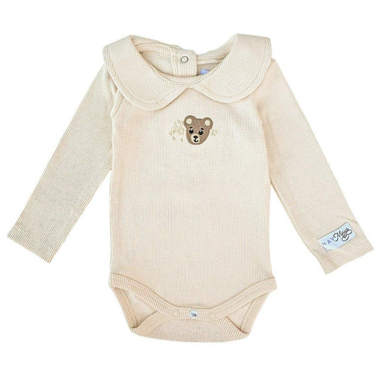 May Mays romper Teddy kraagje rib beige