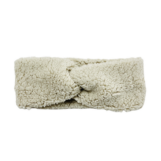 Twist headband teddy light beige