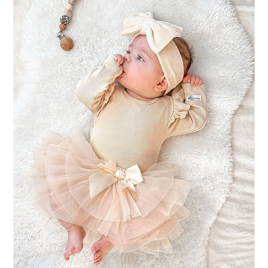 May Mays tutu rokje Annabel beige + GRATIS haarbandje