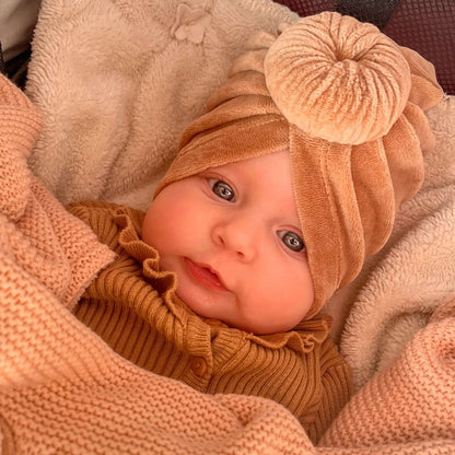 May Mays turban mutsje Mae velvet taupe