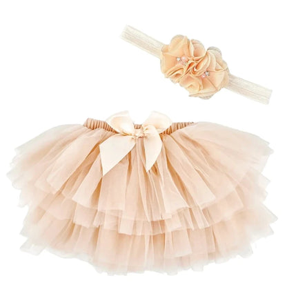 May Mays tutu rokje Annabel beige + GRATIS haarbandje