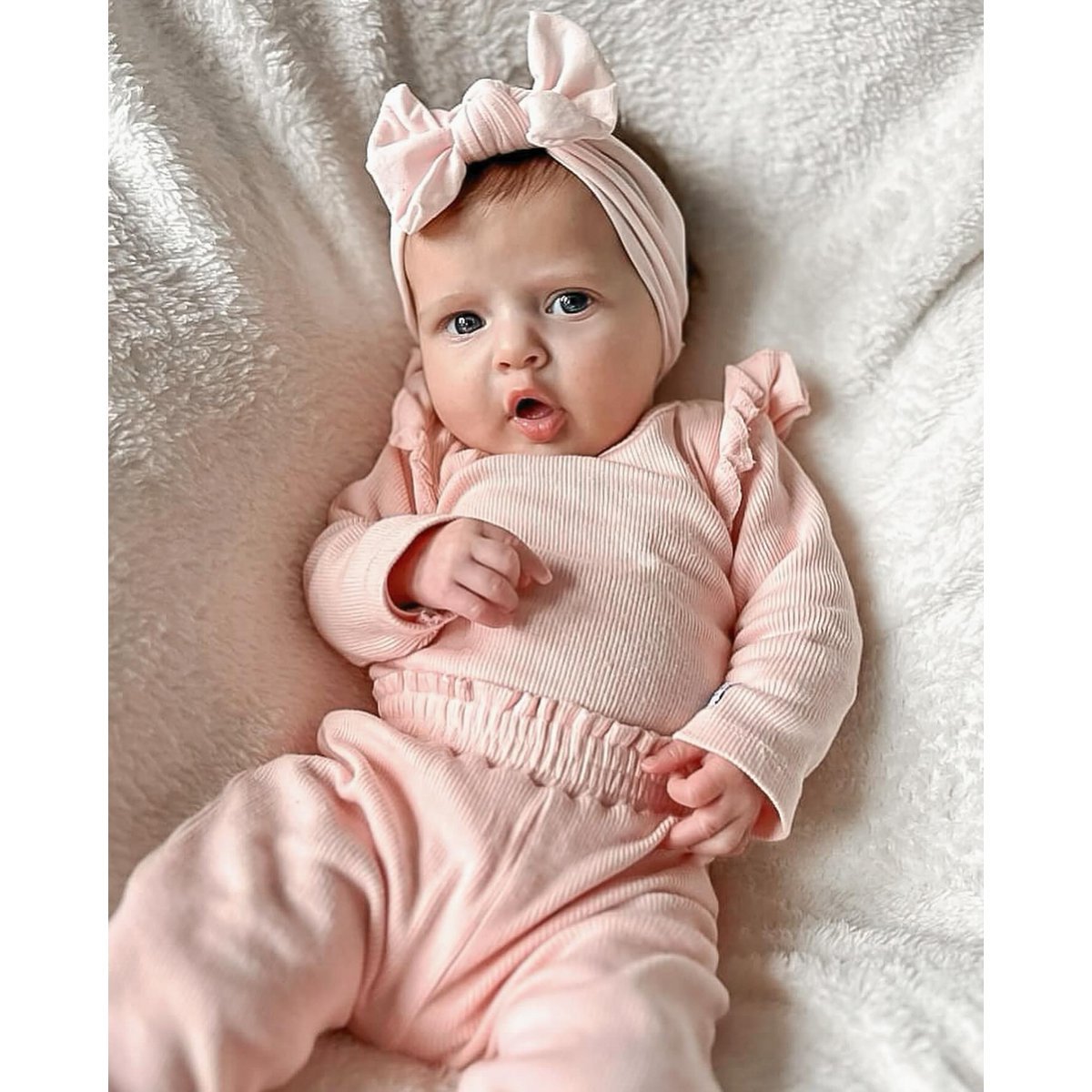 May Mays baby broekje Beau ruffle rib roze