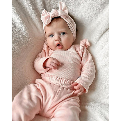 May Mays baby broekje Beau ruffle rib roze