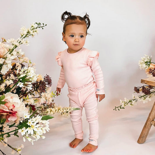 May Mays baby broekje Beau ruffle rib roze