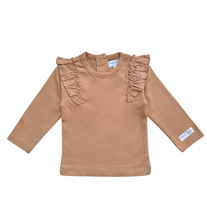 May Mays baby ruffle shirt Nova taupe