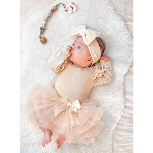 May Mays romper Hailey ruffle rib beige