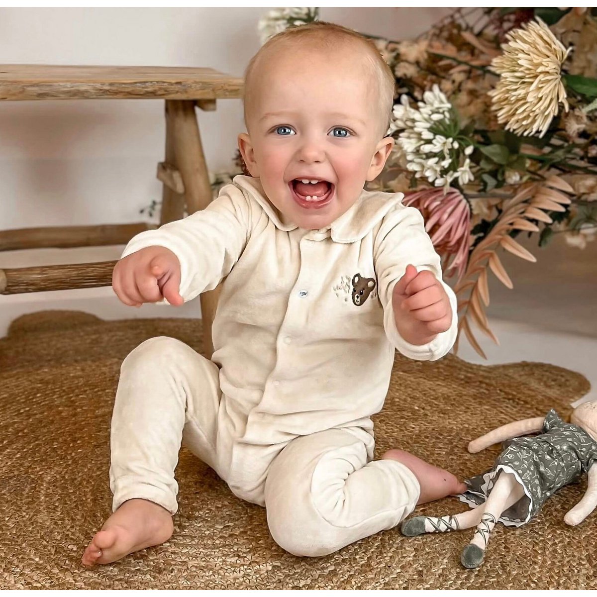 Teddy Velvet Boxpakje Beige | May Mays