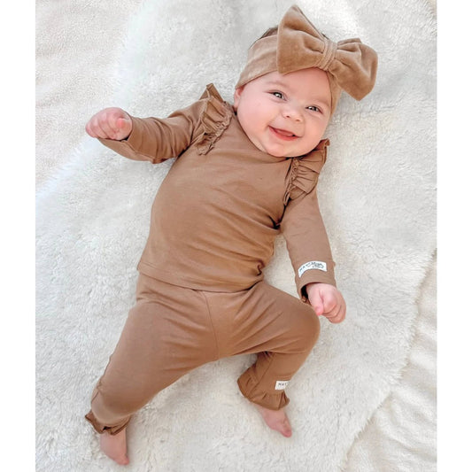 May Mays ruffle shirt Nova taupe - babykleding